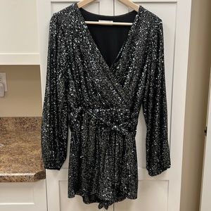 Black Sequin Romper